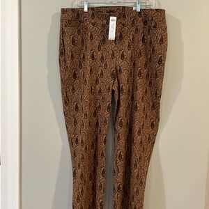 Chico’s Brown New With Tags Slimming Brigitte Paisley Print Ankle Pants XL 16  T